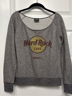 Hard Rock Cafe Maui Women's Gray Pullover Scoopneck Sweatshirt